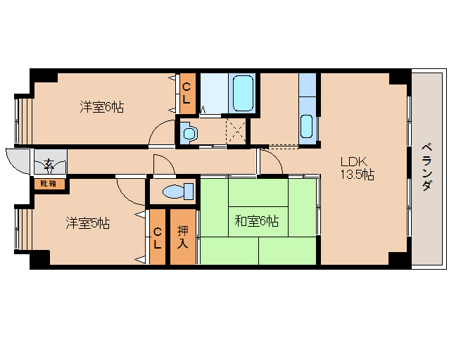 橿原市上品寺町のマンションの間取り