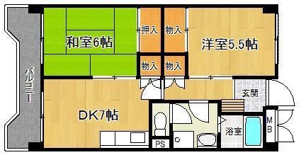 加古川市別府町別府のマンションの間取り