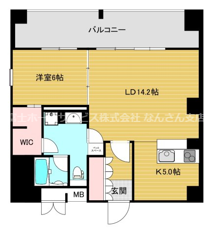 大阪市中央区島之内のマンションの間取り