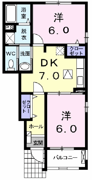 呉市安浦町内海北のアパートの間取り