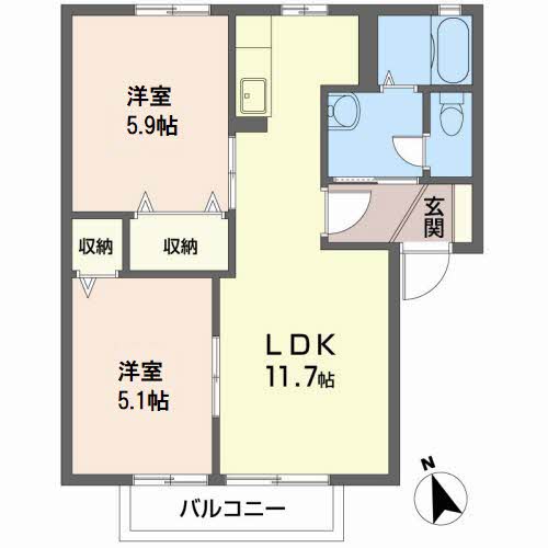 徳島市中昭和町のアパートの間取り