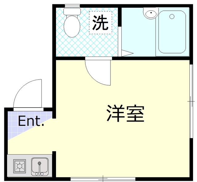 シャンテお花茶屋　宝町　１Rルームの間取り