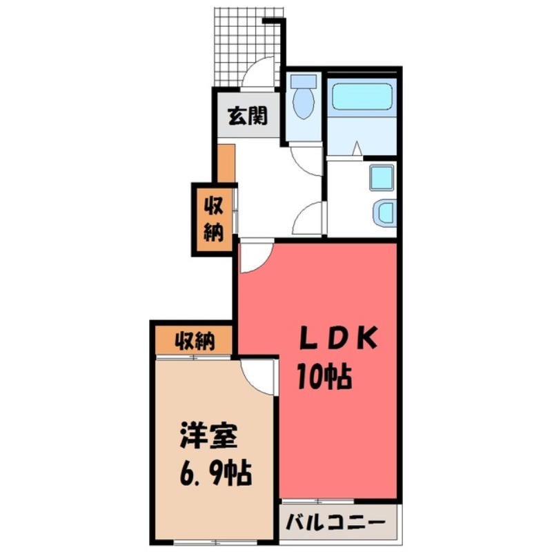 栃木市大平町真弓のアパートの間取り