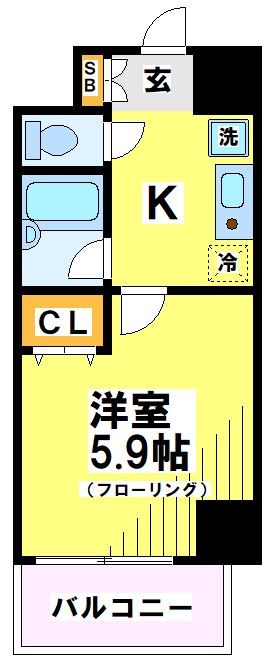 京王線 府中駅 徒歩5分 12階建 築26年の間取り写真