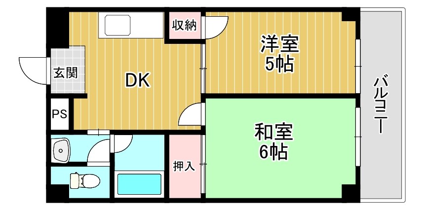 ＪＲ大阪環状線 玉造駅 徒歩3分 6階建 築45年の間取り写真