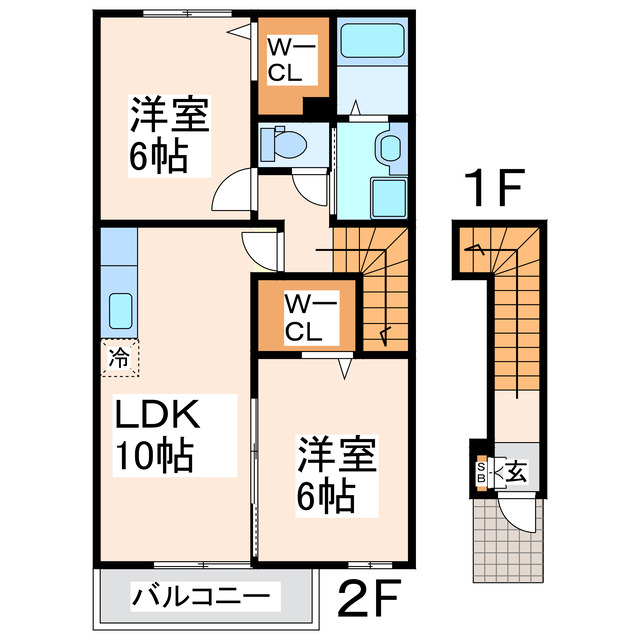 宇城市小川町北新田のアパートの間取り