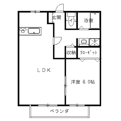 高知市弥生町のアパートの間取り