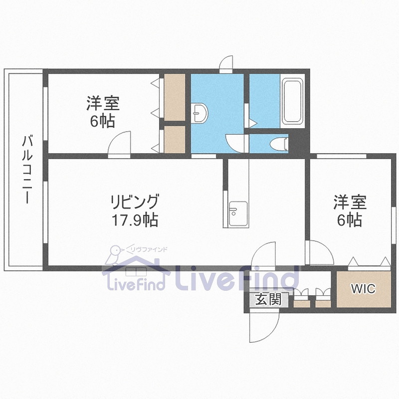 札幌市豊平区月寒西一条のマンションの間取り