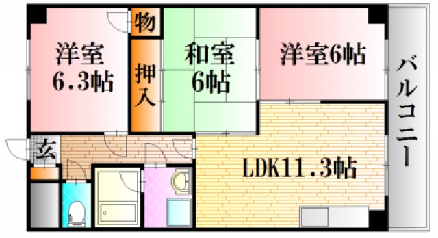 広島市安佐南区八木のマンションの間取り