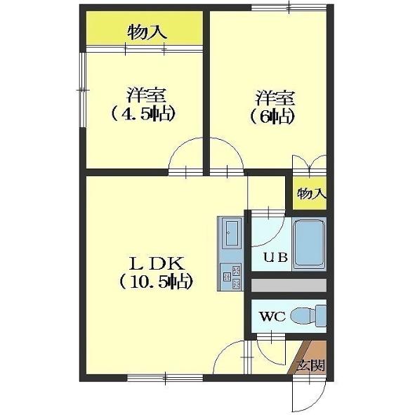 函館市大森町のアパートの間取り