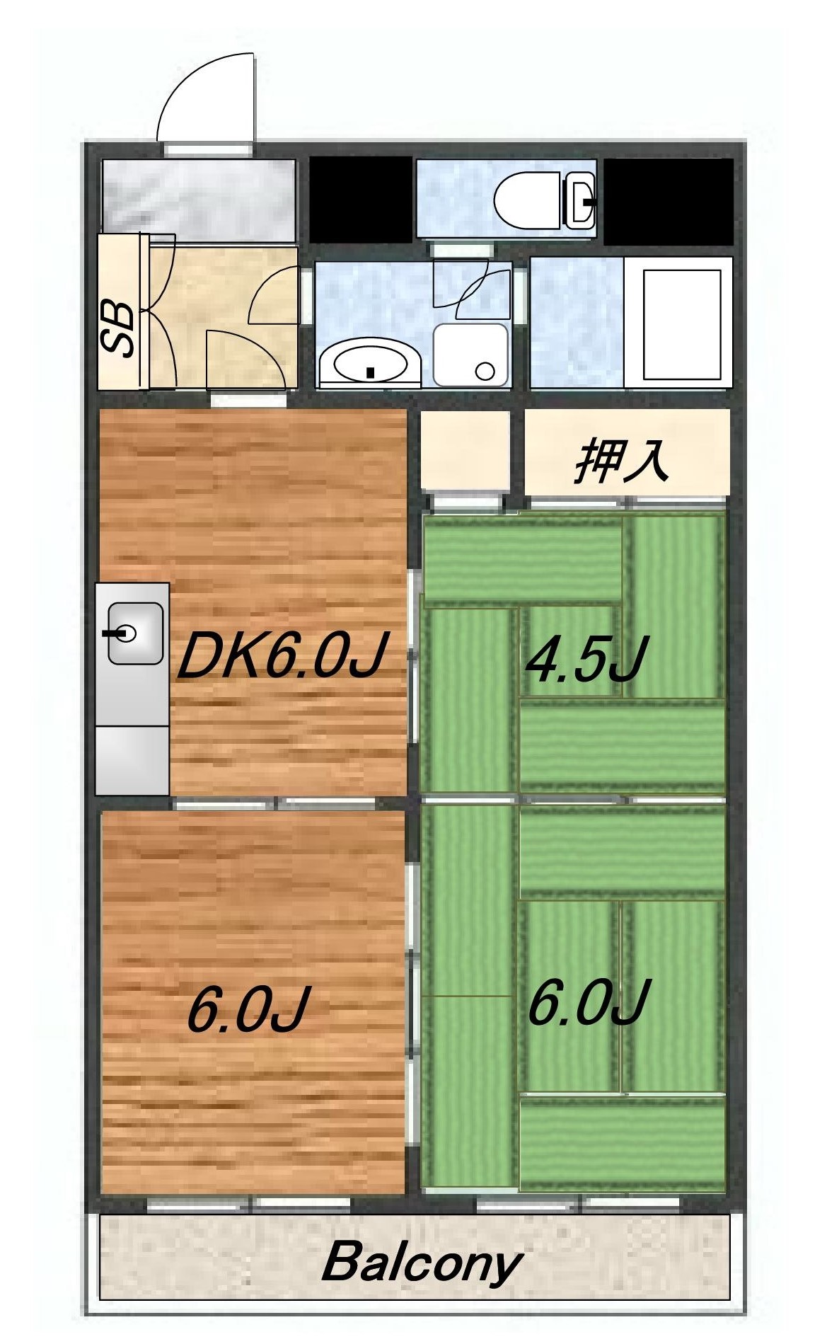 横浜市鶴見区市場富士見町のマンションの間取り