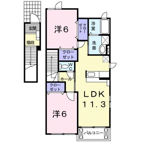 福山市春日台のアパートの間取り