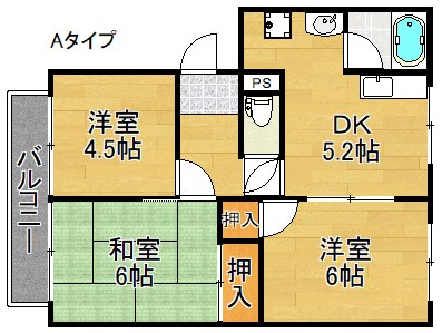 貝塚市澤のアパートの間取り