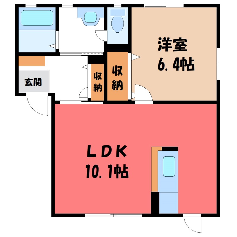 伊勢崎市五目牛町のアパートの間取り