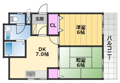 【ベルメゾン御陵2の間取り】