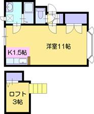 江別市文京台東町のアパートの間取り