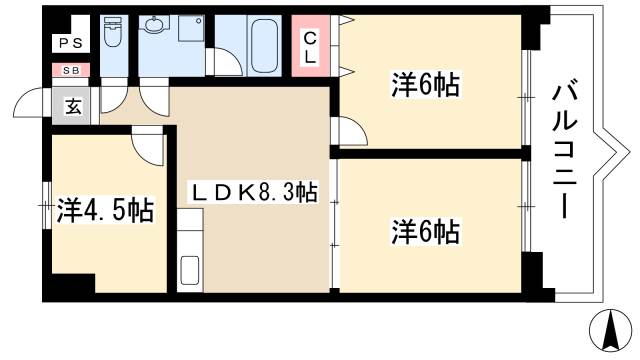 ファンシービル岩間の間取り