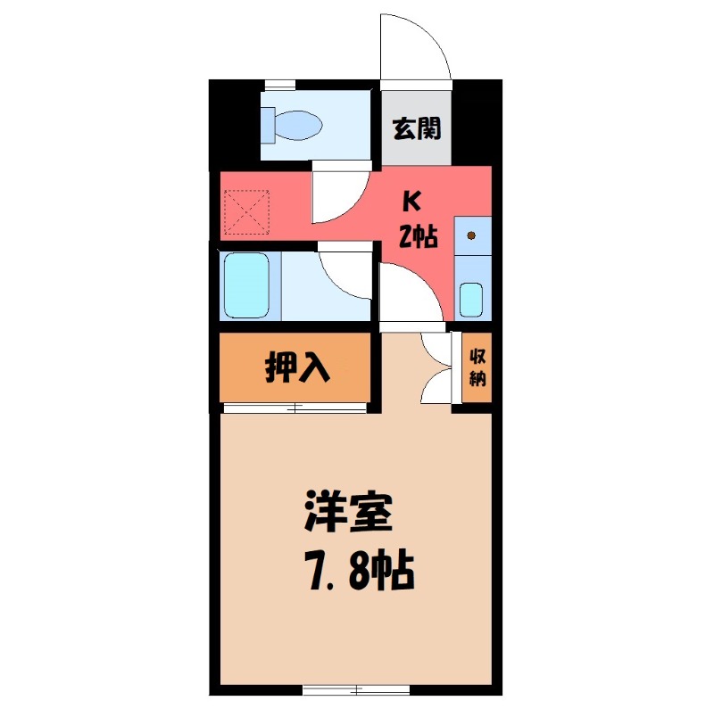 宇都宮市御幸町のアパートの間取り