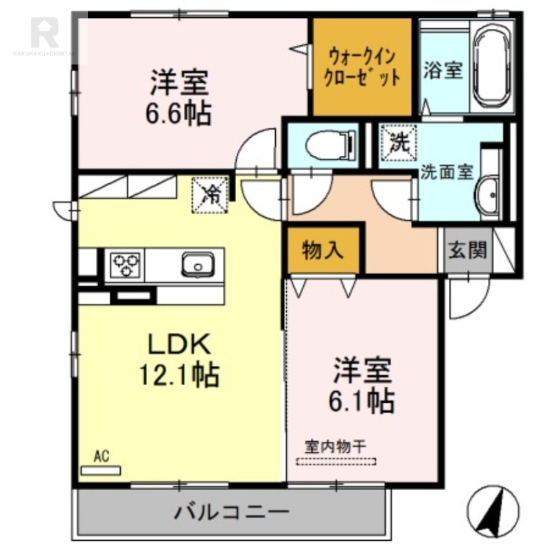 枚方市楠葉面取町のアパートの間取り