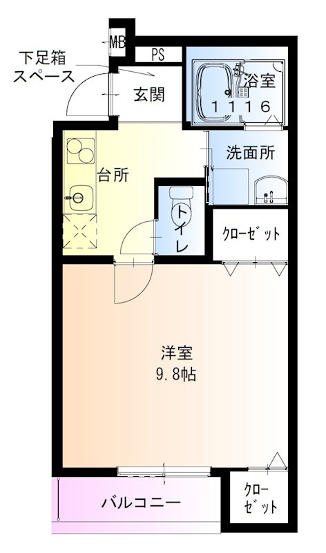 尼崎市東大物町のアパートの間取り