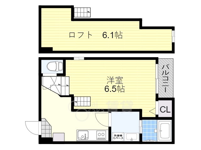 豊中市浜のアパートの間取り