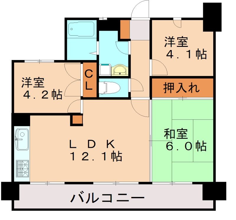 福岡市東区松田のマンションの間取り