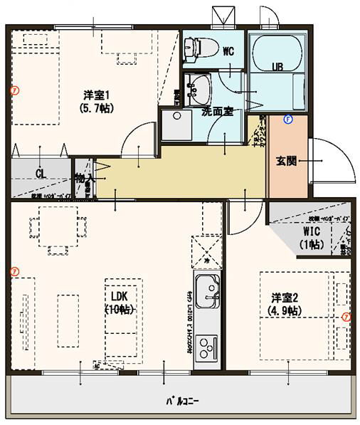 関田農住団地コーポ旭の間取り