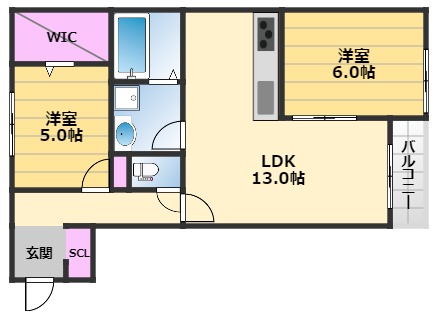 K2綾園の間取り