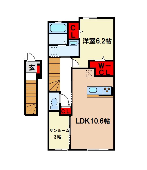 筑紫野市美しが丘南のアパートの間取り