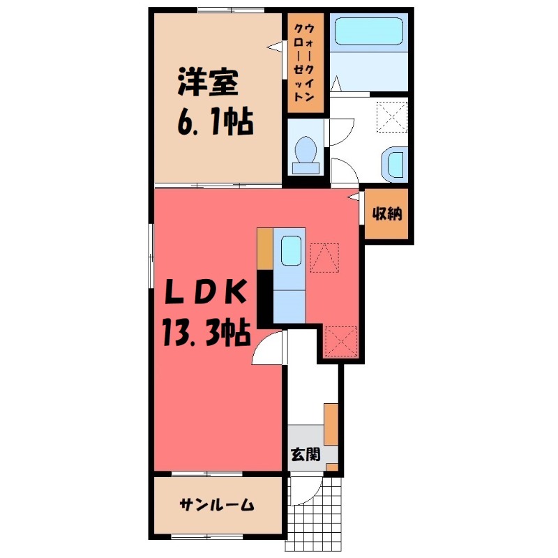 筑西市門井のアパートの間取り