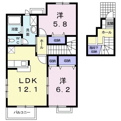 岩沼市たけくまのアパートの間取り