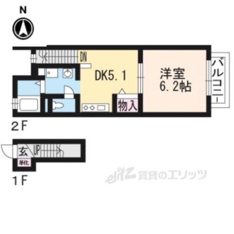 大津市北大路のアパートの間取り