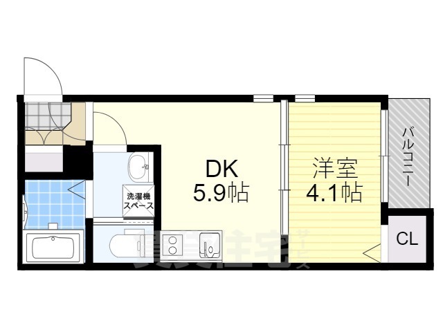 京都市伏見区石田大山町のアパートの間取り