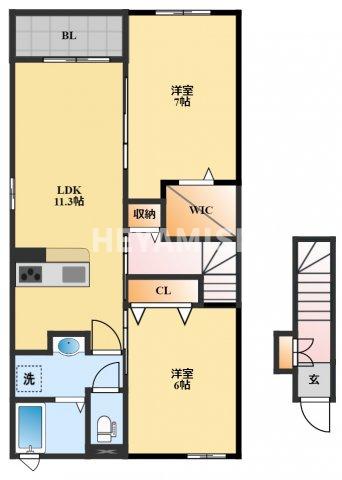 ヒルズ1．愛シティBの間取り