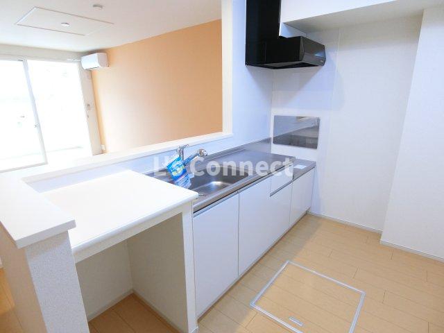 キッチン　２口ガスコンロ設置可能な対面キッチンです。