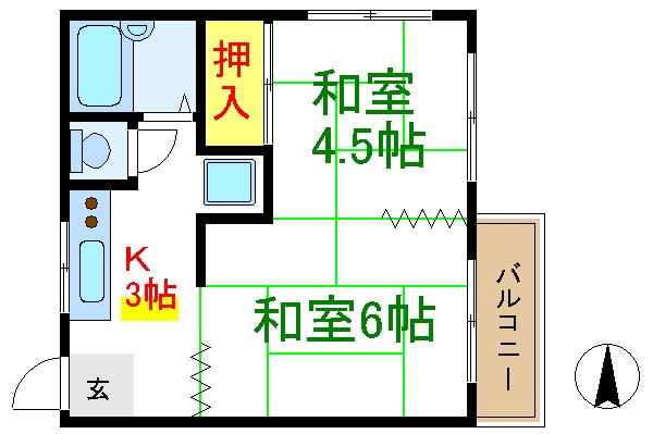 ＪＲ山手線 田端駅 徒歩13分 4階建 築49年の間取り写真