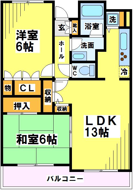 京王線 中河原駅 徒歩2分 5階建 築32年の間取り写真