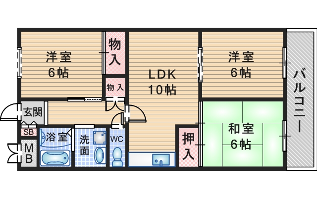 豊中市栗ケ丘町のマンションの間取り