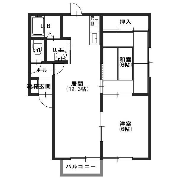 函館市日吉町のアパートの間取り