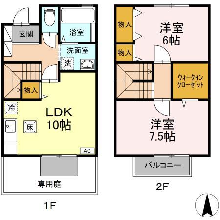 松山市古三津のアパートの間取り