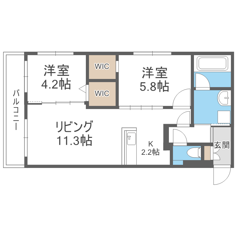 小樽市銭函のマンションの間取り