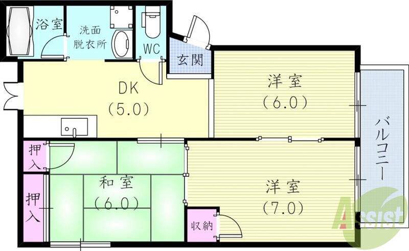 神戸市垂水区青山台のアパートの間取り