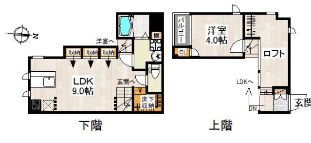 熊本市西区蓮台寺のアパートの間取り