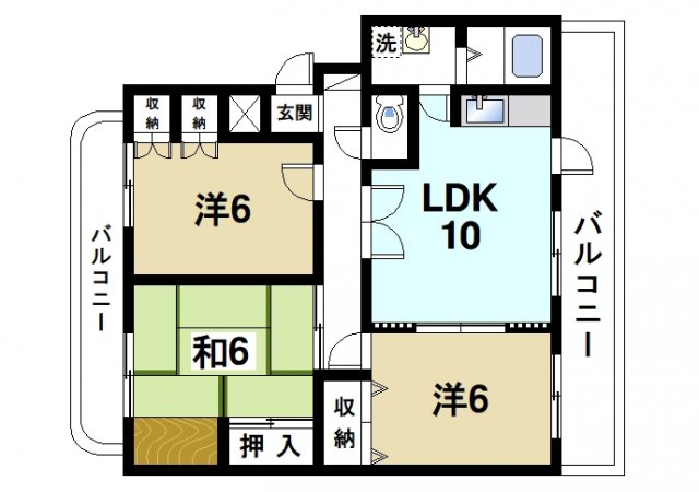 天理市川原城町のマンションの間取り