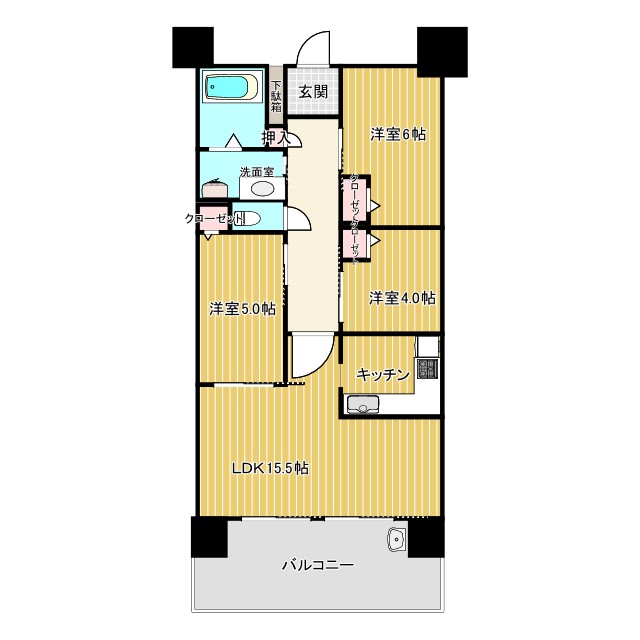 福山市東桜町のマンションの間取り