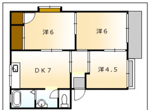 広島市西区己斐上のアパートの間取り