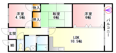 西宮市山口町下山口のマンションの間取り