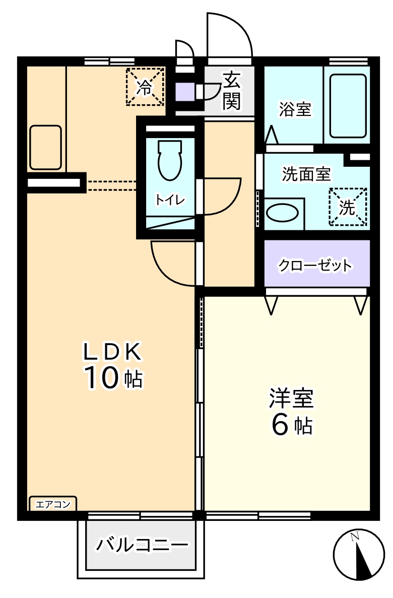 甲府市上曽根町のアパートの間取り