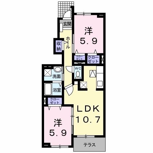 名張市希央台５番町のアパートの間取り