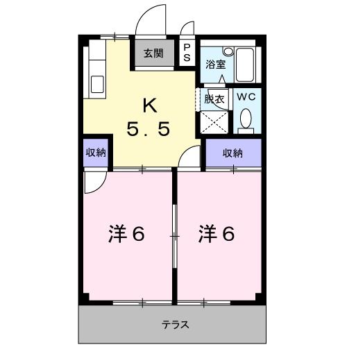 鈴鹿市東旭が丘のアパートの間取り